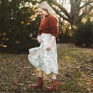 Shein DAZY Floral Tie Neck Lantern Sleeve Dress